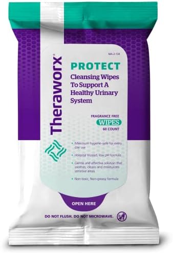 Theraworx Protect 60-Count Wipes for Daily Urinary Health and Hygiene Care THERAWORX PROTECT