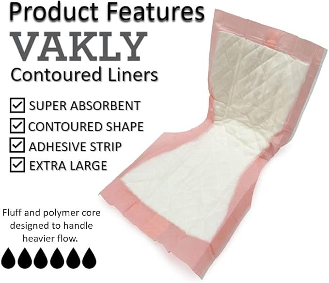 Extra Large Super-Absorbent Contoured Hospital Style Pad Liners [Pack of 40] 7" Wide X 14" Long - Maternity Pads for Heavier Post Birth Protection - Incontinence Liners (40) Vakly