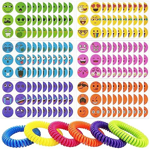 360 Pcs Mosquito Repellent Stickers, Funny Mosquito Patches for Kids Babies Adults with 6 Pack Individually Wrapped Mosquito Repellent Bracelets, DEET Free Mosquito Bands for Indoor Outdoor BuggyBands