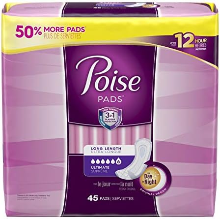 Poise Incontinence Pads, Long, 45 Count (Pack of 2) Poise