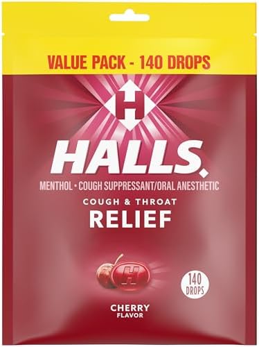 Halls Relief Cherry Cough Drops (Капли), Value Pack, 140 Drops Halls