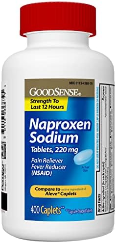 GoodSense Naproxen Sodium Tablets (Таблетки) 220 mg, Pain Reliever and Fever Reducer (NSAID), 400 Count GoodSense