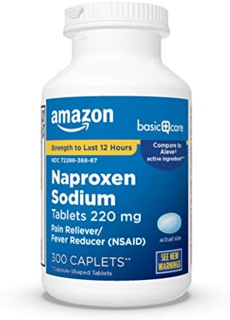 Amazon Basic Care Naproxen Sodium Tablets (Таблетки) 220 mg, Pain Reliever/Fever Reducer (NSAID), Muscular Aches, Backache, Headache, Toothache, Minor Arthritis Pain Relief and More, 300 Count Amazon Basic Care