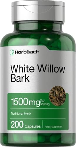 Horbäach White Willow Bark Capsules (Капсулы) | 1500mg | 200 Pills | Max Strength | Non-GMO, Gluten Free Herb Extract Horbäach