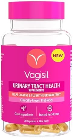 Vagisil Urinary Tract Health Supplements, Clinically-Proven Probiotics, Protects Urinary Tract Health, Clean Ingredients, Helps Cleanse and Flush UTI-Causing Bacteria, 1 Capsule Daily, 30 Capsules (Капсулы) Vagisil