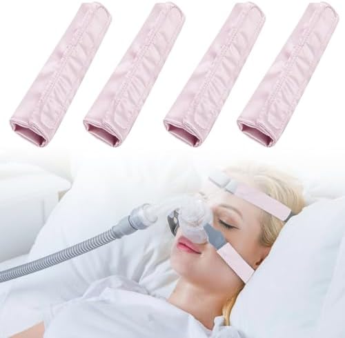 4-Packs Satin CPAP Strap Covers, CPAP Strap Comfort Pads, CPAP face Pads, Comfortable CPAP Supplies CPAP Face Cushion Universal and Comfort Silky CPAP Headgear Pads for Reducing Red Marks (Pink) Lklkkc