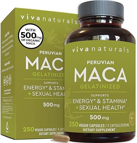 Peruvian Maca Root Supplement for Women & Men, 500mg - Traditionally Used to Support Sexual Well-Being, Stamina & Endurance - 250 Yellow Maca Root Powder (Порошок) Capsules (Капсулы) Viva Naturals