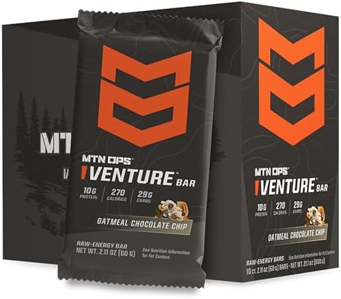 MTN OPS Venture Bar | Blueberry Crisp Energy Bar | 10g Protein + Gluten-Free Nutrient Dense Peanut-Based Raw Energy Bar | 10 Bars per Box Mtn Ops