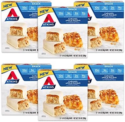 Atkins Snack Bar, Chocolate Caramel Pretzel, Keto Friendly, 5 Count (Pack of 6) Atkins