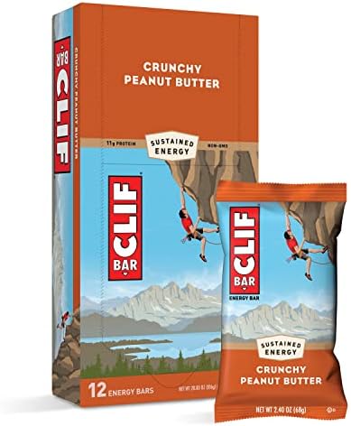 CLIF BARS - Energy Bars - Crunchy Peanut Butter - Made with Organic Oats - Plant Based Food - Vegetarian - Kosher (2.4 Ounce Protein Bars, 12 Count) Packaging May Vary Clif Bar