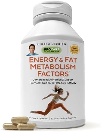 ANDREW LESSMAN Energy and Fat Metabolism Factors 30 Capsules - Promotes Optimum Fat Burning and Energy Metabolism, with Carnitine, Green Tea, Guarana, Ginseng, B-Complex. Easy to Swallow Capsules Andrew Lessman