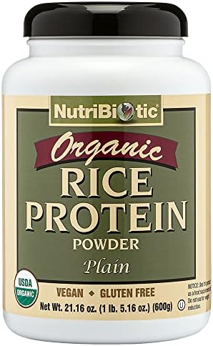 NutriBiotic Certified Organic Rice Protein Plain, 3 Pound | Low Carbohydrate Vegan Protein Powder | Raw, Certified Kosher & Keto Friendly | Made Without Chemicals, GMOs & Gluten | Easy to Digest NutriBiotic