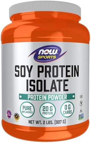 NOW Foods Sports Nutrition, Soy Protein Isolate 20 g, 0 Carbs, Unflavored (Без вкуса) Powder (Порошок), 2-Pound NOW Foods