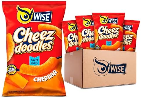 Чипсы Cheez Doodles с настоящим сыром чеддер, без глютена, 12 упаковок по 92 г Wise