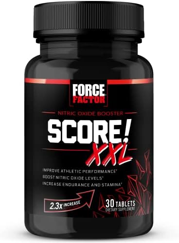 FORCE FACTOR Score! XXL, 2-Pack, Nitric Oxide Booster Supplement for Men with L-Citrulline, Black Maca, & Tribulus to Improve Athletic Performance, Increase Stamina, & Support Blood Flow, 60 Tablets Force Factor