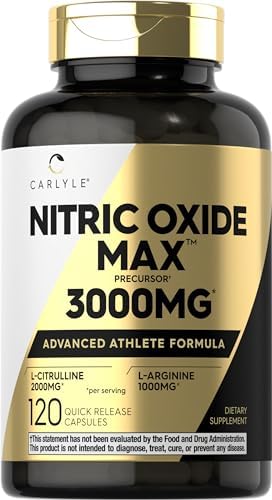 Carlyle Nitric Oxide Supplement 3000mg | 120 Capsules (Капсулы) | Pre Workout with L-Arginine & L-Citrulline | Non-GMO, Gluten Free Carlyle