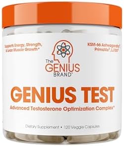 Genius Test, Advanced Testosterone Booster for Men - Natural Stamina, Endurance, Energy & Strength Enhancing Supplement - Lean Muscle Builder, Brain & Libido Support Male Supplements, 120 Veggie Pills The Genius Brand