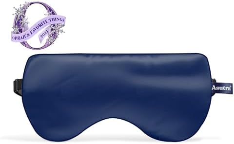 ASUTRA Navy Silk Eye Pillow and Plush Gray Weighted Neck Wrap Bundle Set, 2 Products - Weighted Eye Mask Filled w/Lavender & Flax Seeds, Hands-Free Microwaveable Heat Pad and Cooling Neck Wrap Asutra