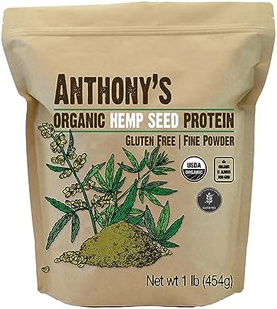 Anthony's Organic Hemp Seed Protein, 1 lb (Фунты), Cold Pressed, Gluten Free, Non GMO, Fine Powder (Порошок) Anthony's