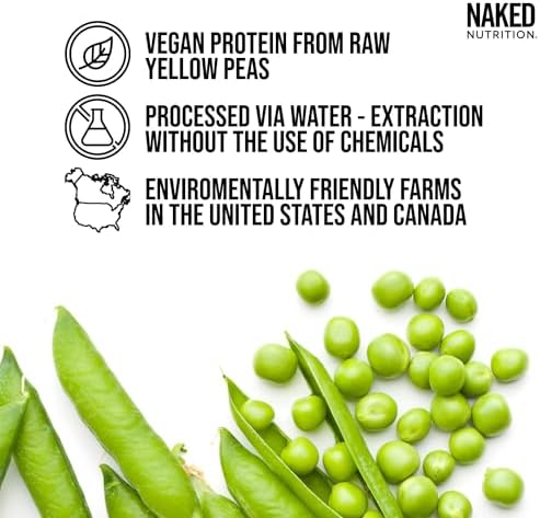 Naked Nutrition Chocolate Pea Protein Isolate from North American Farms, Only 3 Ingredients, Chocolate Vegan Protein, Gluten-Free, Soy Free, GMO Free - 1LB Naked Nutrition