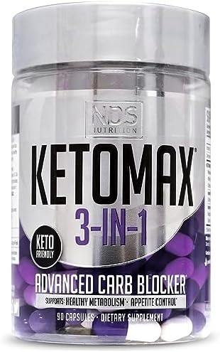 NDS Nutrition Keto-Max Advanced 3-in-1 - Keto Pills for Fat Loss Support Carb Blocker Appetite Suppressant - White Kidney Bean, Chitosan, Raspberry Ketones, and Vanadium (90 Capsules (Капсулы)) NDS