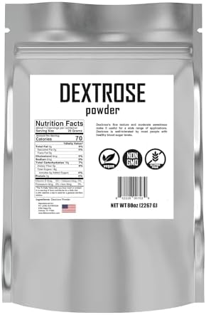 Bulk Dextrose Powder (Порошок) 5 lbs - Pure Carb Powder Unflavored (Без вкуса) - Good Source of Glucose and Carbohydrates - Food Grade Dextrose Sugar for Brewing and Sausage Making - Pre Workout Carb Supplement Fit Lane Nutrition