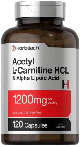 Horbäach Acetyl L Carnitine HCL & Alpha Lipoic Acid 1200mg | 120 Capsules | ALC ALA Complex | Non-GMO & Gluten Free Supplement Horbäach