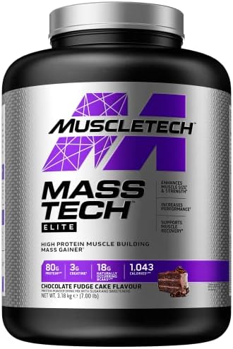 Mass Gainer Protein Powder (Порошок) MuscleTech Mass-Tech Mass Gainer Whey Protein Powder + Muscle Builder Protein Powder Creatine Supplements Cookies and Cream (Крем), 7 lbs (Package May Vary) Muscletech