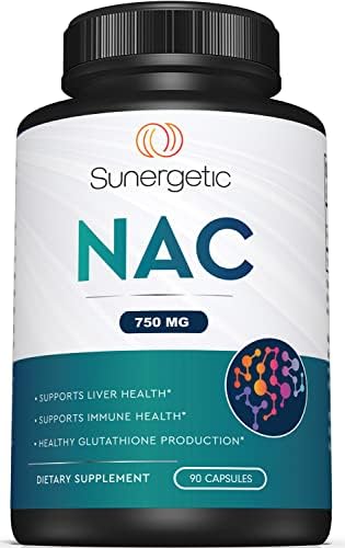 Premium NAC Supplement N-Acetyl Cysteine – 750mg Per Capsule – Supports Liver, Detox Immune, Cellular & Respiratory Health – 90 N Acetyl Cysteine Capsules (Капсулы) Sunergetic