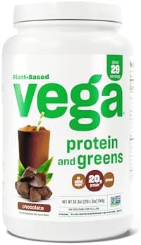 Vega Protein and Greens Protein Powder (Порошок), Chocolate - 20g Plant Based Protein Plus Veggies, Vegan, Non GMO, Pea Protein for Women and Men, 2.1bs Vega