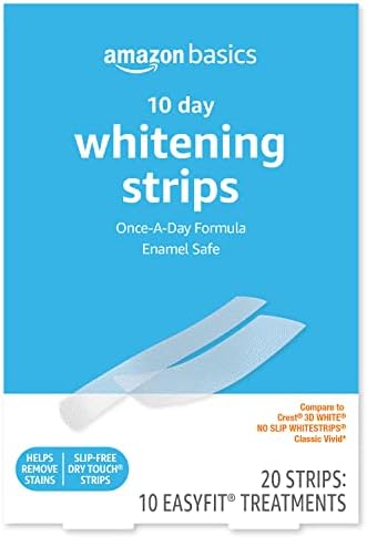 Amazon Basics 10 Day Teeth Whitening Strips Kit, 20 Count (Previously Solimo) Amazon Basics