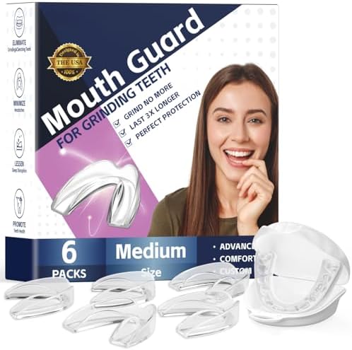 6 Pack Women Mouth Guards,Comfortable Dental Guards for Teenagers Grinding Teeth,Moldable Night Guards for Clenching Teeth, Bruxism,TMJ,Teeth Whitening Tray & Sports Mictaning