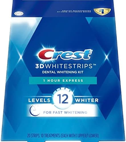 Crest 3D Whitestrips, 1 Hour Express, Teeth Whitening Strip Kit, 20 Strips (10 Count Pack) Crest