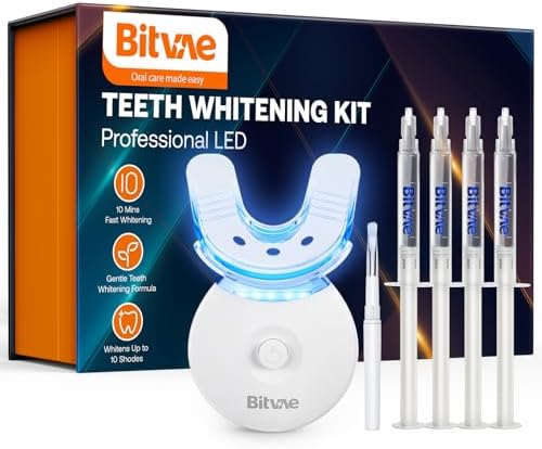 Bitvae Teeth Whitening Kit with LED Light, Teeth Whitening Gel for Sensitive Teeth, Non-Sensitive Fast Teeth Whitening Device, Remove Stains from Food, Coffee, Smoking, Enamel Safe and Gentle Bitvae