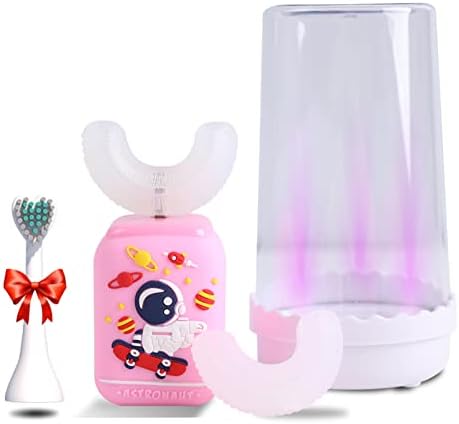 Kids U-Shaped Automatic Toothbrush, 5 Modes Kids U Shaped Toothbrush, 360 Ultrasonic Electric Toothbrush Kids with 3 Brush Heads, IPX7 Waterproof Whole Mouth Toothbrush Arcwares