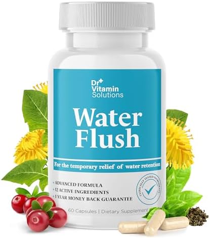 Diuretic Water Pills for Weight Control, 12 Active Ingredients (Green Tea, Cranberry & More), Instant Relief from Bloat & Swelling, Water Retention Pills for Women & Men - 60 Caps DR VITAMIN SOLUTIONS