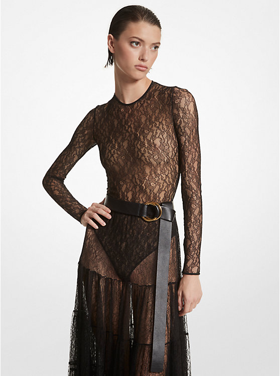 Stretch Chantilly Lace Bodysuit MICHAEL KORS COLLECTION