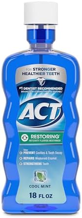 ACT Restoring Fluoride Mouthwash 18 fl. oz. Strengthens Tooth Enamel, Cool Mint Act