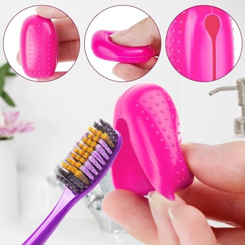 6 Pack Travel Toothbrush Head Covers, Toothbrush Protector Cap Portable Silicone Cover for Household Travel, Camping, School, Bathroom, Business Hxezoc