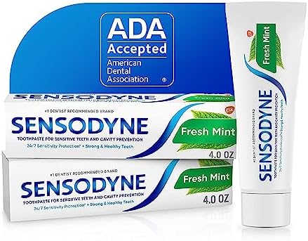 Sensodyne Fresh Mint Sensitive Toothpaste, ADA Accepted Toothpaste for Cavity Prevention and Sensitive Teeth Treatment - 4 Ounces (Pack of 2) Sensodyne