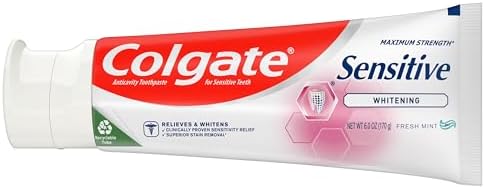 Colgate Sensitive Maximum Strength Sensitive Toothpaste, Plus Whitening and Fresh Stripe, 6 oz Colgate