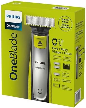 Philips Shaver OneBlade Face+Body, Trims, Edges, and Shaves Any Length, Bonus Blade Included, QP2834/60 Philips