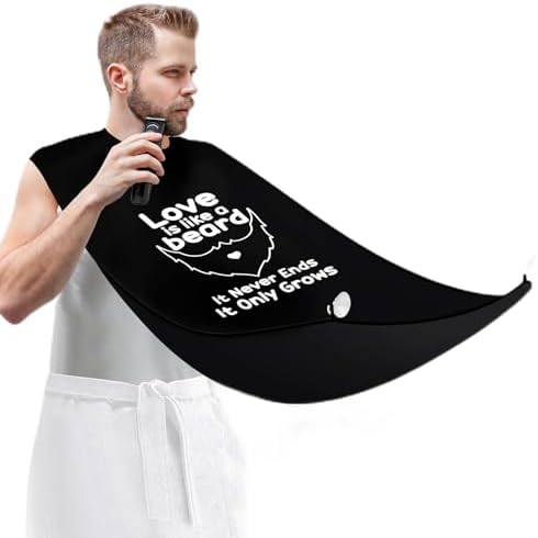 Beard Bib Shaving Apron, Mens Gift for Husband Dad, Stocking Stuffers Christmas Birthday Gifts for Men Boyfriend Him (Love) LONGESISM