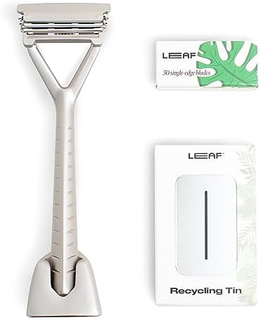 Набор для бритья Leaf Razor: 1 бритва, подставка, 50 лезвий, контейнер для утилизации Leaf Shave