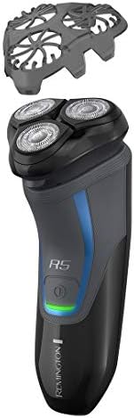 Remington R5 Style Series Rotary Shaver for Men, Titanium Flexing Blades, Sensitive Skin Comfort, Waterproof Rechargeable Wet or Dry Electric Shaver with Pop Up Trimmer and Stubble Attachment Remington