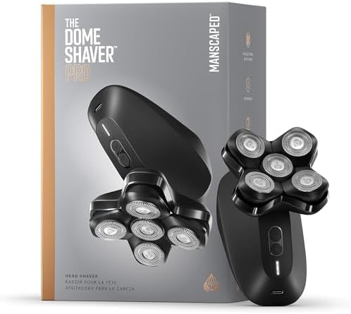 MANSCAPED® The Dome Shaver™ PRO Head Shaver for Bald Men – Five Rotary Blade Design with SkinSafe® & FlexAdjust Technology, Waterproof, USB-C & Wireless Charging Compatible with Travel Lock MANSCAPED