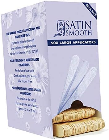 Satin Smooth Large Applicators For Hair Removal (Arms, Armpit, Legs, Chest, And Back Unwanted Hair Waxing) 100 ct x 2 packs Satin Smooth