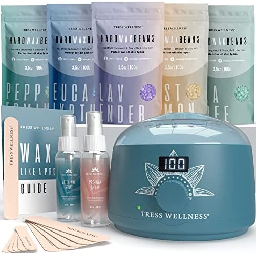 Tress Wellness Waxing Kit for Brazilian Wax - Easy to Use - For Sensitive Skin - Digital Display, Deep Blue Tress Wellness