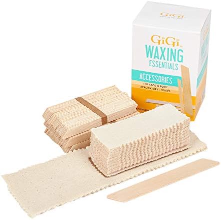 GiGi Waxing Essentials Kit | Face & Body Hair Waxing & Hair Removal | 100 Wax Applicators and 100 Natural Muslin Epilating Strips GIGI