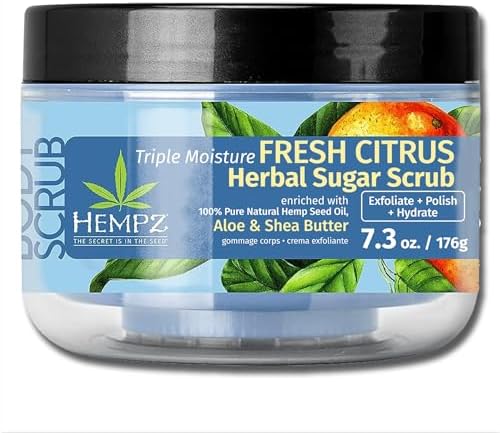 HEMPZ Sugar Body Scrub - Original Floral & bananas - All Natural Exfoliating Shea Butter, Sugar, and Salt - For Women, Men, and Teens - 7.3 fl oz Hempz